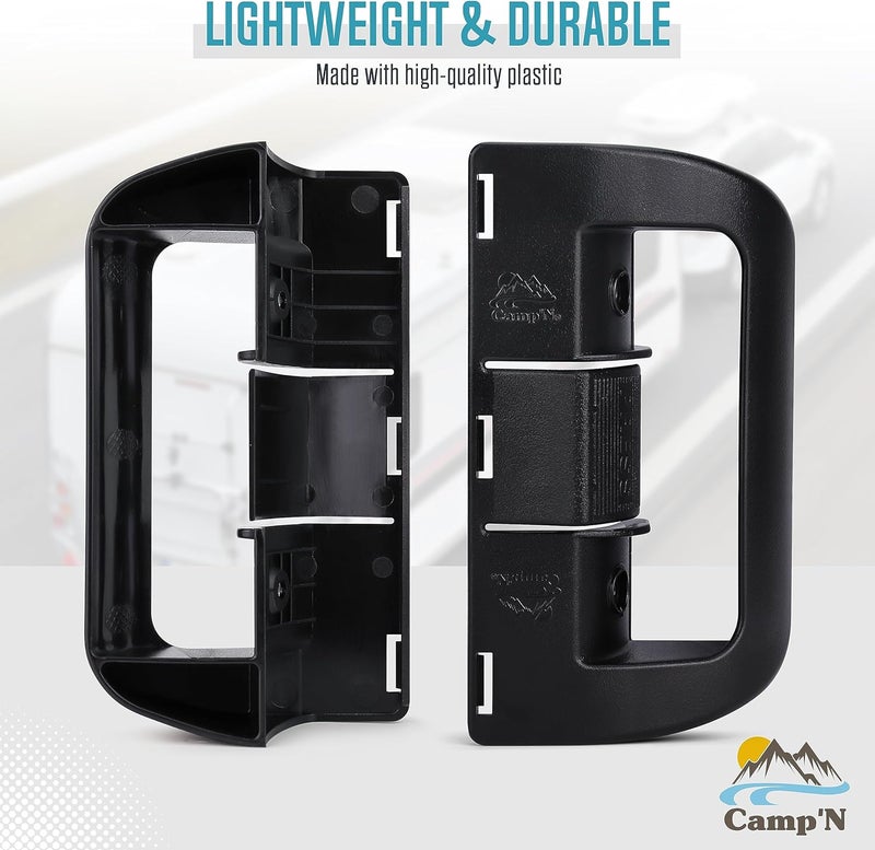 Camp'N RV Refrigerator Door Latch - RV Fridge Door Latch with Screw Covers and Hardware - Made for Dometic Refrigerator Parts - Fits Camper, Trailer and Motorhome - Black 2 Pack - Image 5
